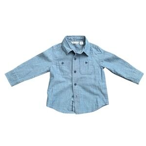 Janie‎ and Jack Chambray Shirt Button Up Long Sleeve Casual Top 6 to 12 Months